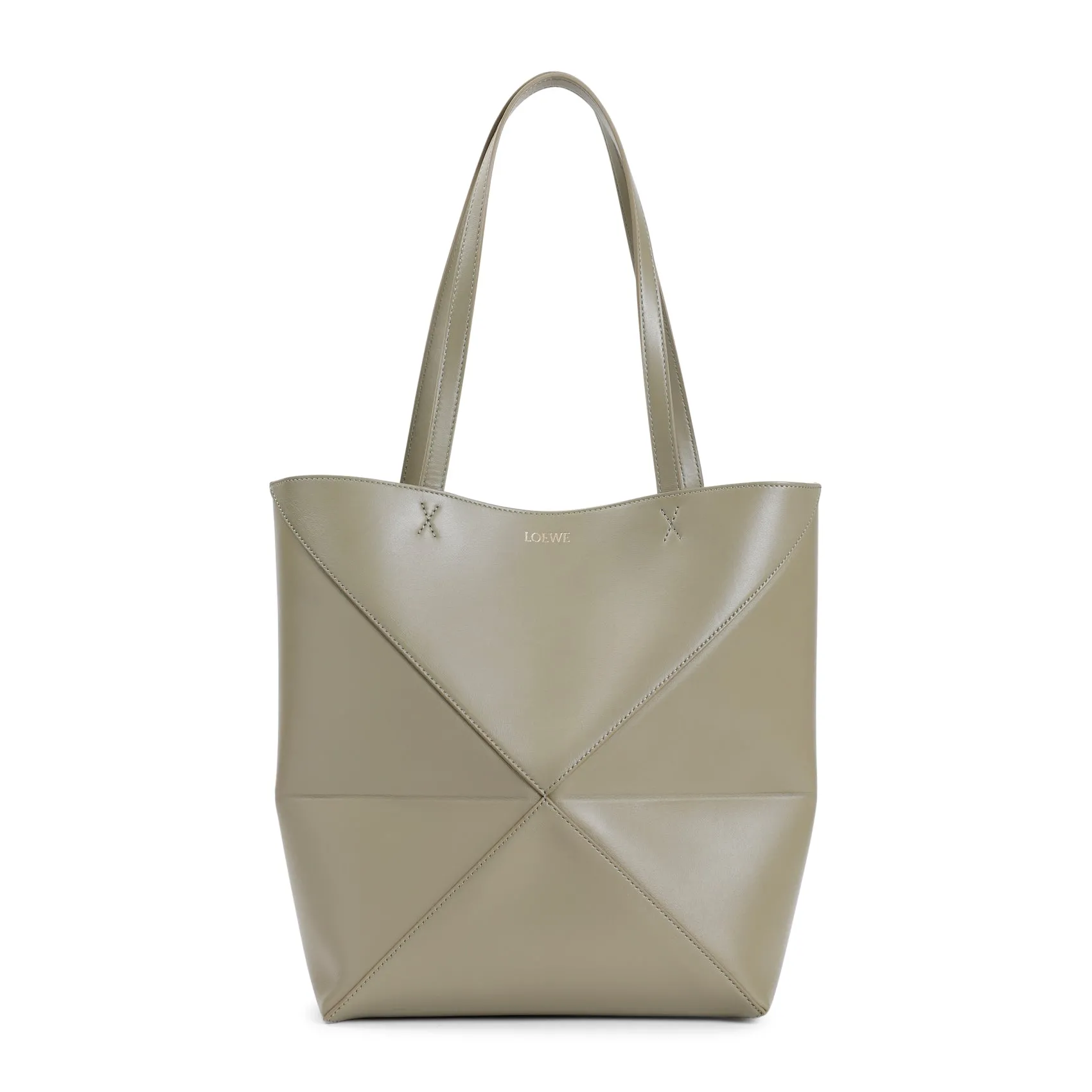 Eucalyptus Green Leather Puzzle Fold Medium Tote