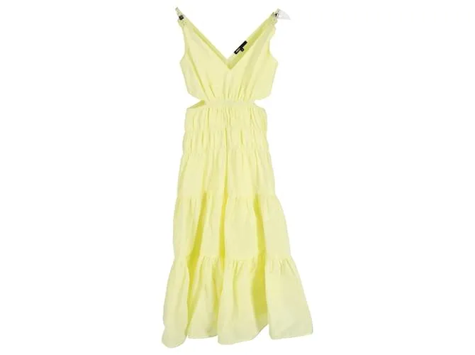 Abito midi senza maniche con scollo a V ritagliato in poliestere giallo Maje
