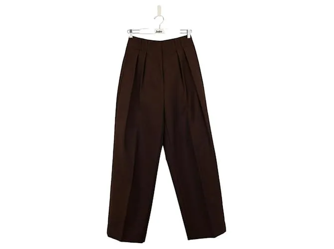 Acne Pantaloni larghi in lino Marrone
