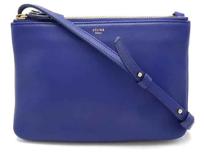 Céline Borsa a spalla Celine Trio Small in pelle di agnello Blu