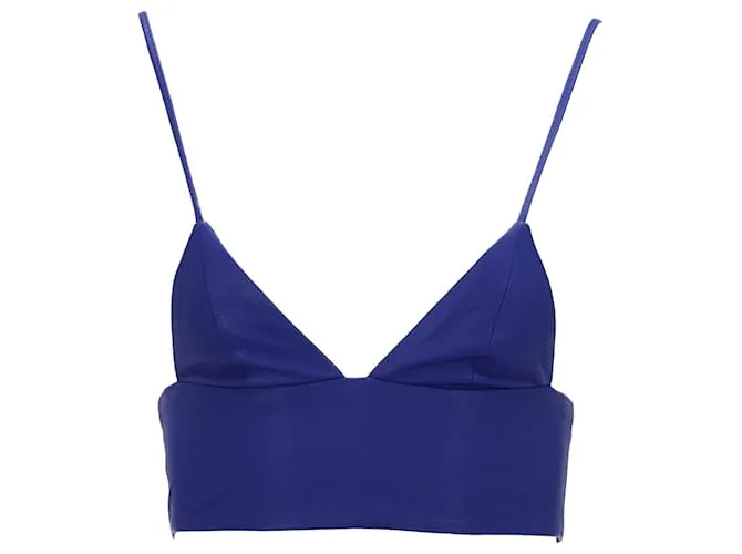 Top bustier T di Alexander Wang in pelle blu