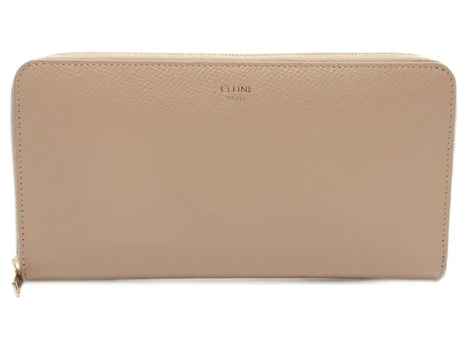 Céline Portafoglio grande in pelle con zip Celine beige Marrone