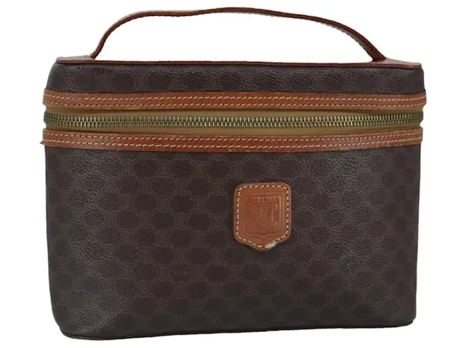 Céline Borsa a mano in tela Macadam CELINE in pelle PVC marrone Auth ar12788