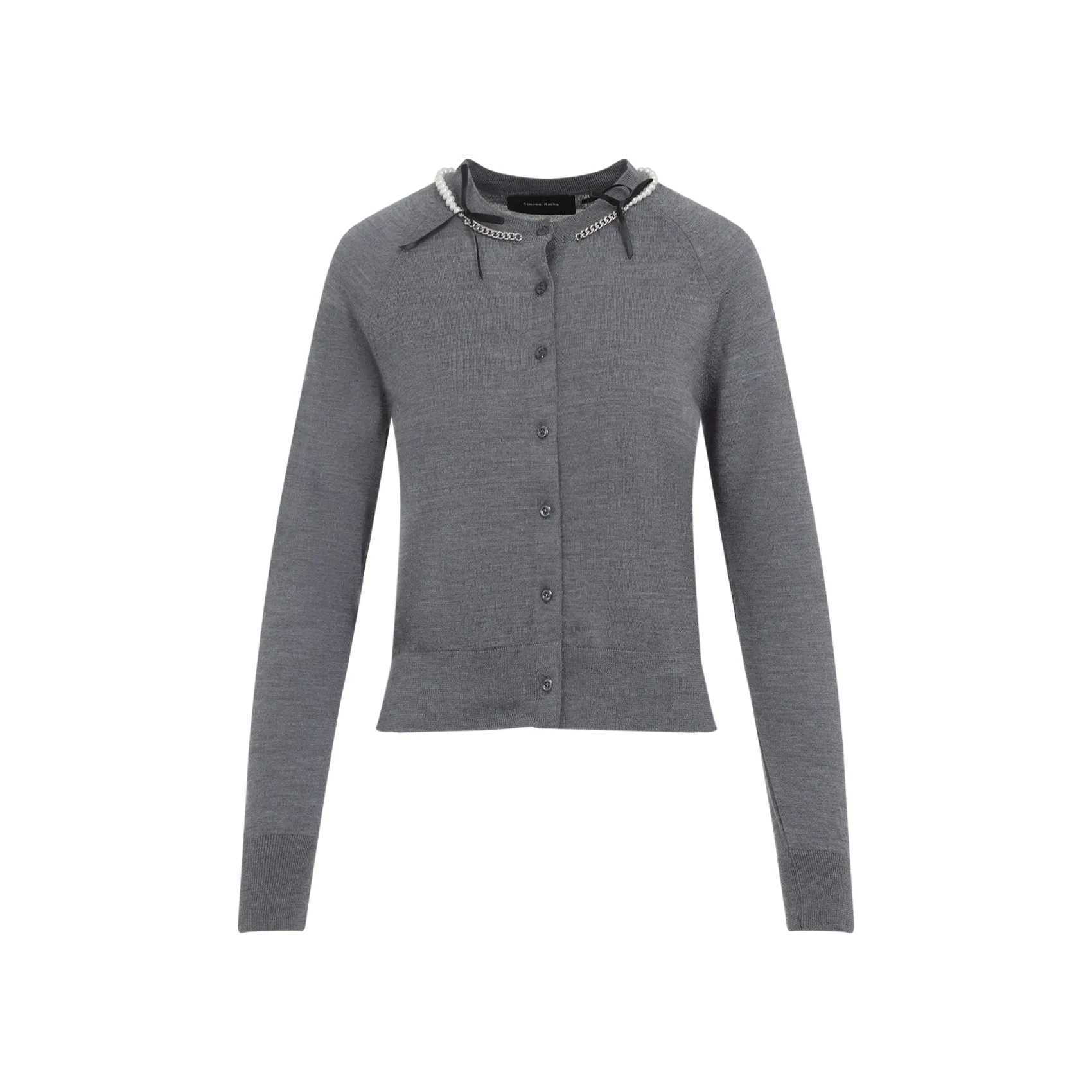 Grey Classic Merino Wool And Silk Cardigan