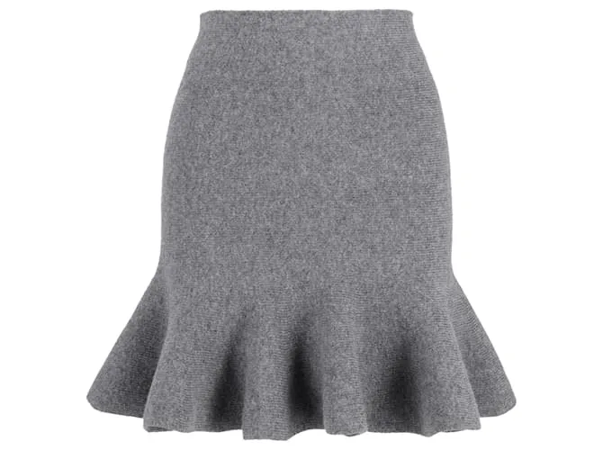 Gonna trombetta mini in lana grigia lavorata a maglia a vita alta Jil Sander Grigio