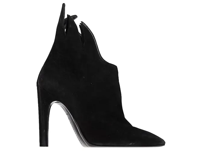Stivaletti con tacco Flame di Bottega Veneta in suede nero