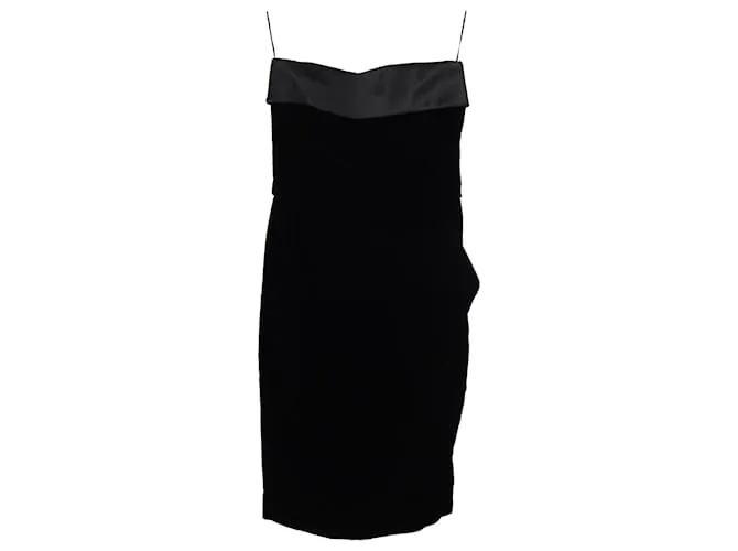 Abito mini senza spalline in velluto nero Saint Laurent