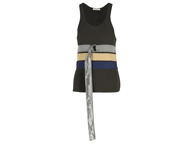 Céline Top in maglia con cintura Celine in viscosa oliva Verde Verde oliva