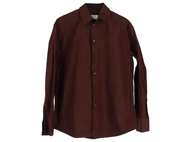 Camicia a maniche lunghe con bottoni Jil Sander in cotone marrone