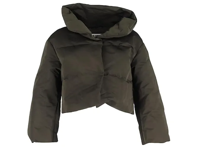 Giacca puffer cropped Jil Sander in nylon verde Verde oliva