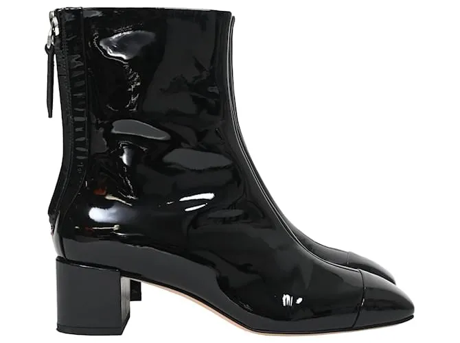 Stivaletti con tacco a blocco Aeyde Levi in pelle verniciata nera Nero