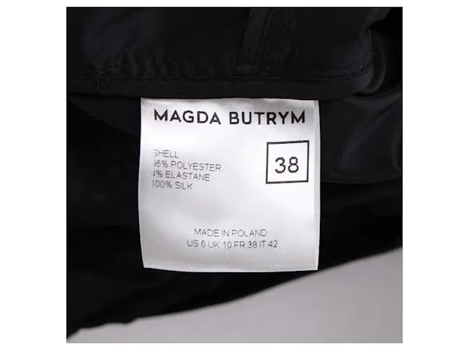 Abito midi off-shoulder in seta nera con dettagli in pizzo di Magda Butrym Nero