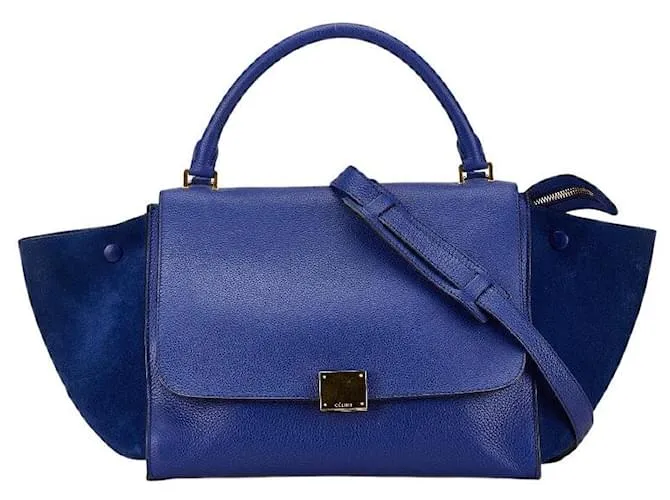 Céline Borsa a mano in pelle scamosciata 2WAY Celine Blu