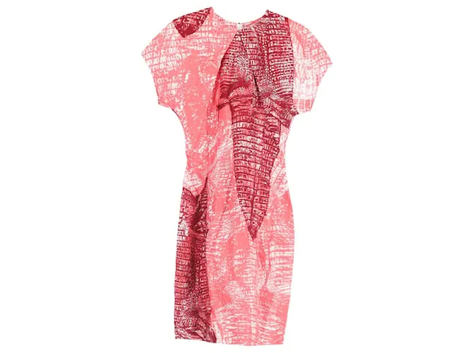 Abito stampato a maniche corte e lunghezza ginocchio in viscosa rossa di Acne Studios Rosso