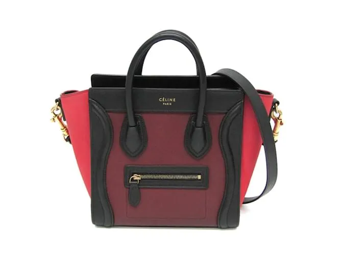 Céline Borsa a mano Celine Luggage Nano Shopper Nero Rosa Bordò