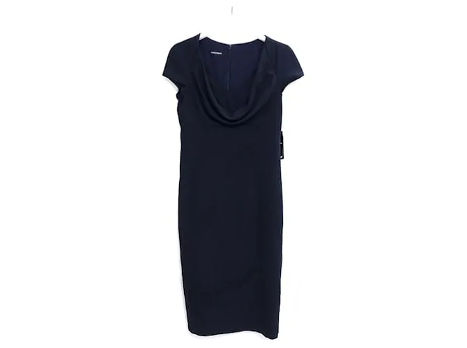Abito a tubino blu navy con collo a cowl Emporio Armani