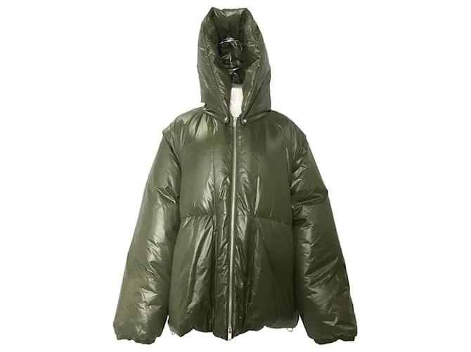 Giacca imbottita con cappuccio e zip Jil Sander in poliamide oliva Verde Verde oliva