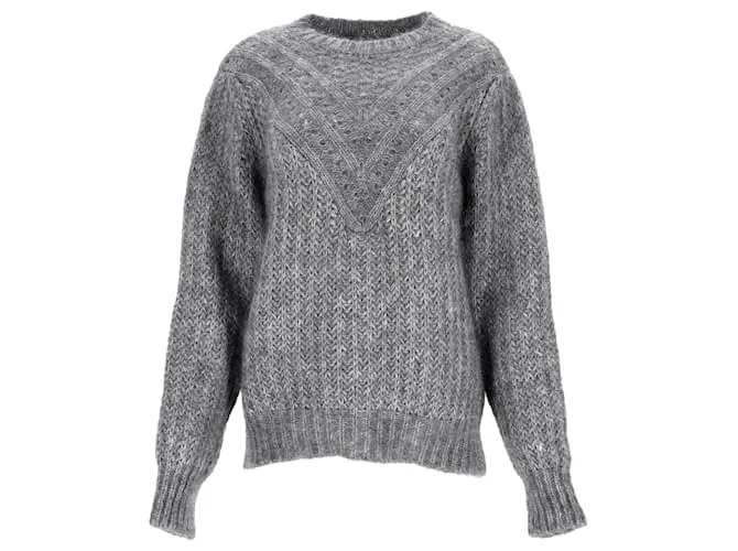 Maglione a girocollo in mohair grigio di Alberta Ferretti