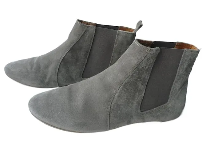 Stivali Dewar Chelsea ISABEL MARANT ETOILE in suede grigio taupe taglia 41