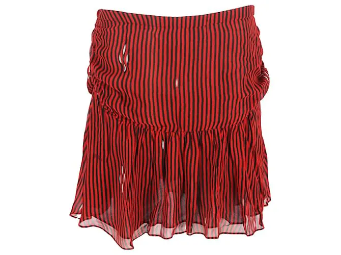 Gonna mini a righe con volant Isabel Marant Etoile in viscosa rossa Rosso