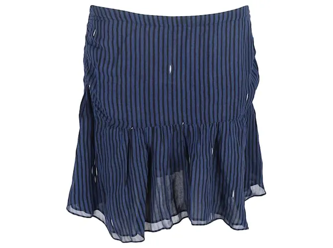 Gonna mini a righe con volant Isabel Marant Etoile in viscosa blu navy