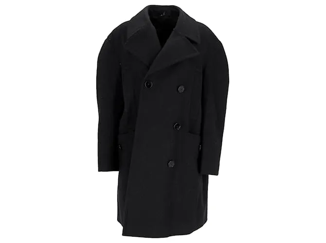 Cappotto in lana nera doppiopetto in feltro di Givenchy Nero