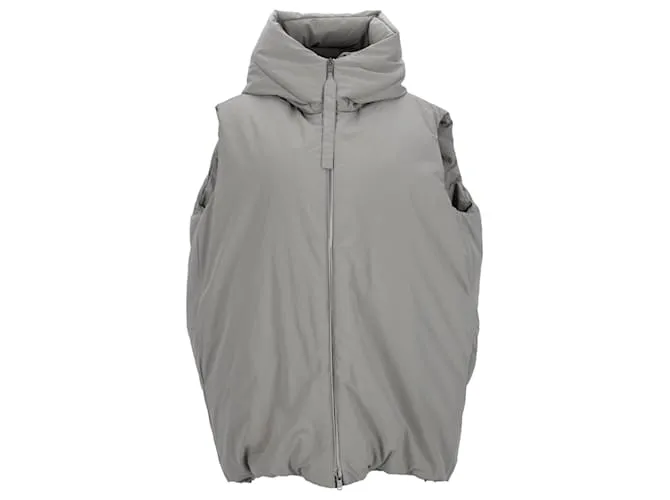 Gilet imbottito oversize con cappuccio Jil Sander in poliestere grigio