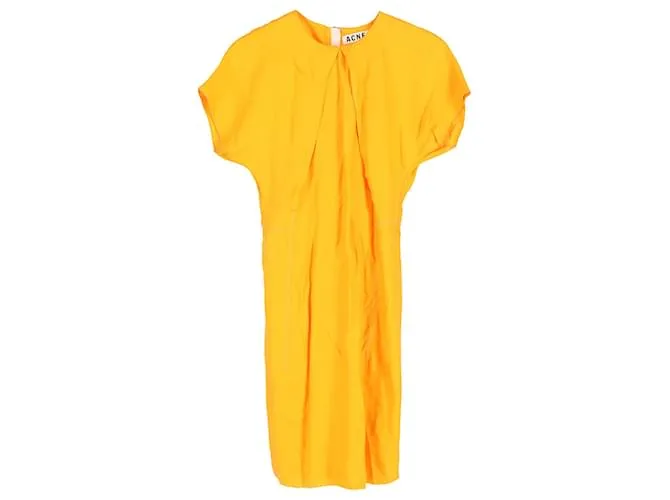 Abito a maniche lunghe di lunghezza al ginocchio in viscosa arancione di Acne Studios