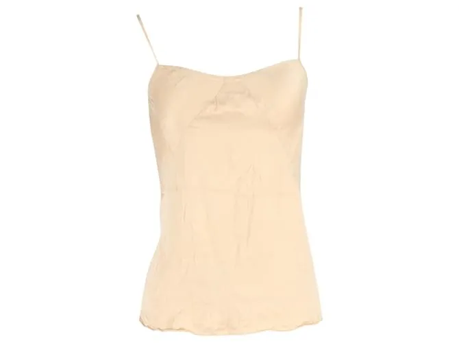 Top in seta nuda con spalline a spaghetti di Alexander Wang Marrone Carne