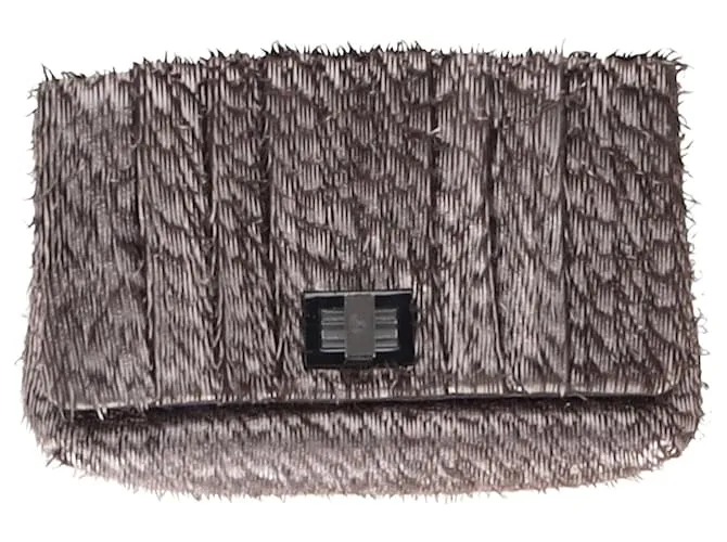 Borsa a mano con frange Rosalyn di Anya Hindmarch in pelle grigia metallica Grigio