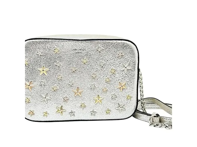 Borsa a spalla in pelle argentata Jimmy Choo Argento