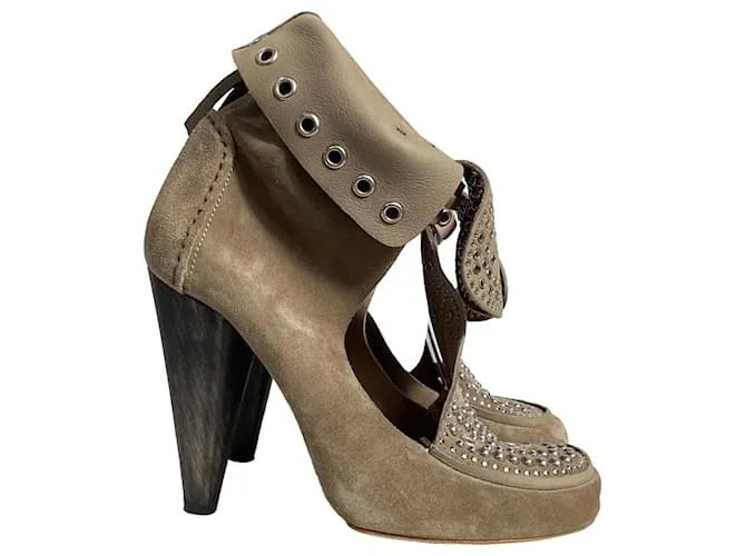 Stivaletti Mossa con borchie in suede marrone di Isabel Marant Rosso