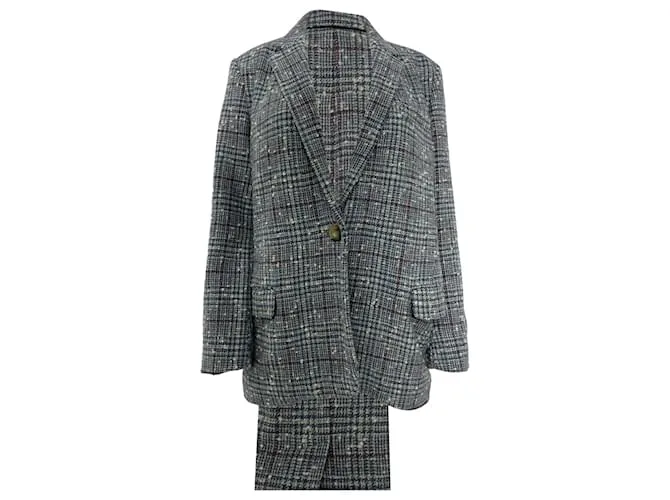 Blazer in tweed a quadri Kice di Isabel Marant Étoile con tasche in lana blu