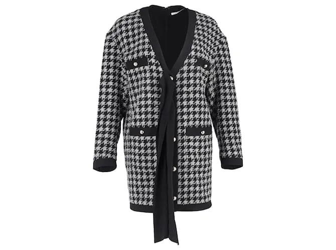 Abito mini in pied-de-poule Alessandra Rich in poliamide nera e grigia Nero