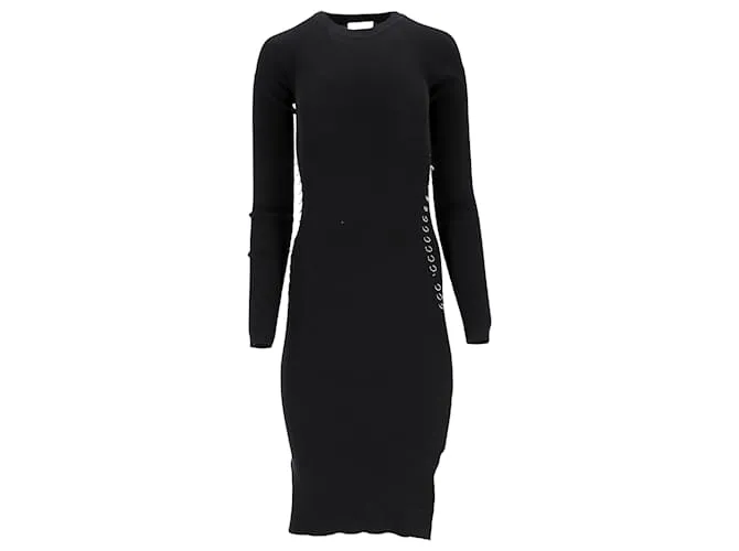 Thierry Mugler Abito midi in viscosa nera con dettagli di piercing in maglia Mugler Nero