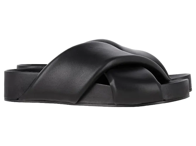 Sandali flatform con cinturini imbottiti Jil Sander in pelle nera Nero