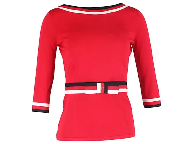 Top a maniche 3/4 con dettaglio a fiocco Carolina Herrera in viscosa rossa Rosso