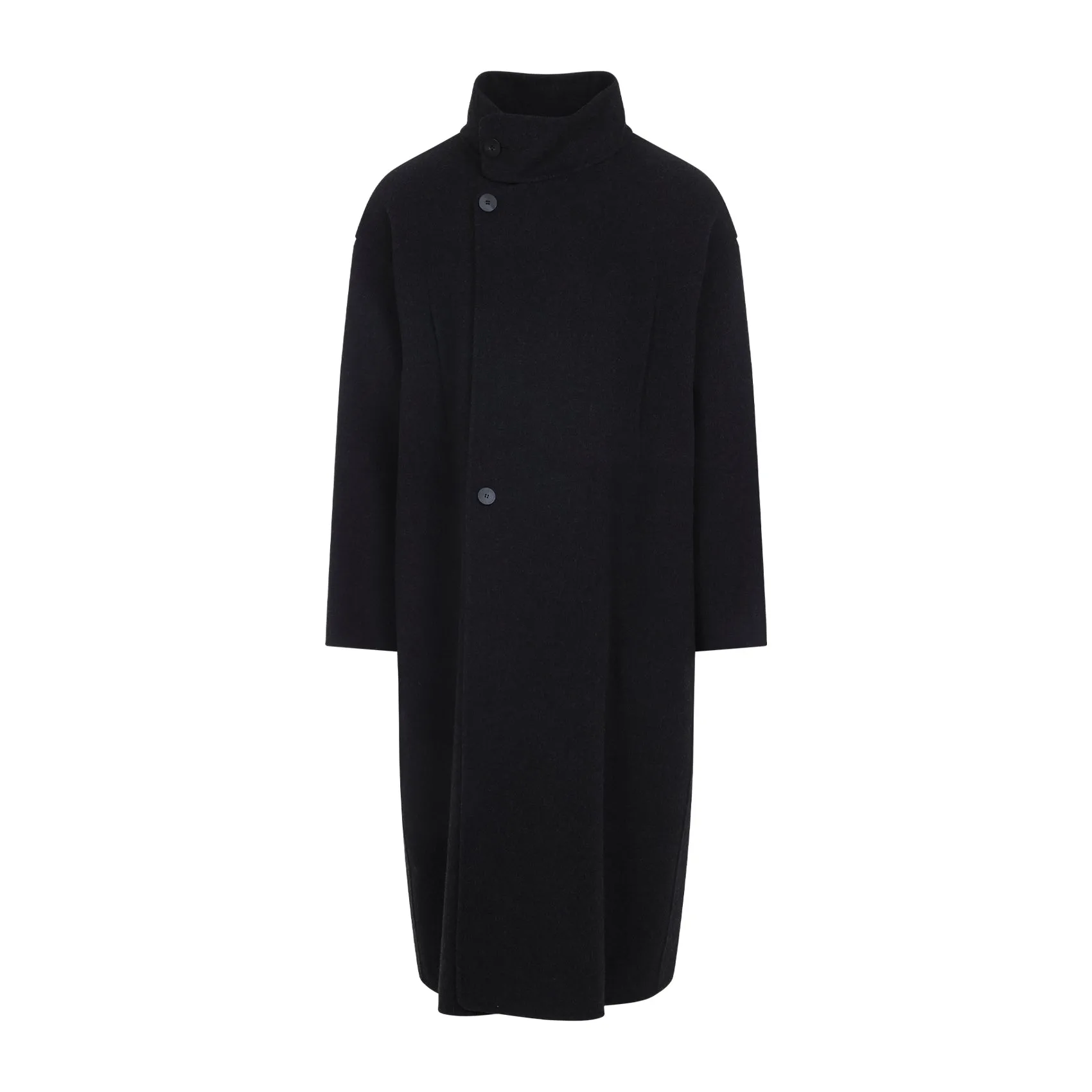 Charcoal Dark Grey Virgin Wool Highneck Coat