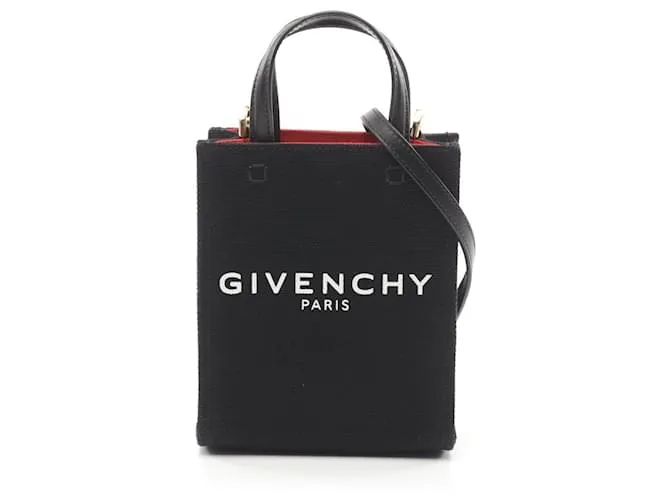 Borsa a mano in tela e pelle G-TOTE Mini di Givenchy Nero