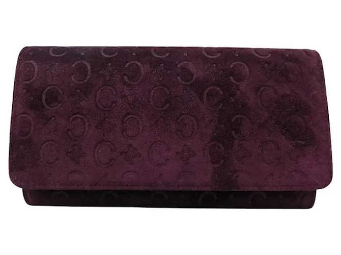 Céline PORTAFOGLI VINTAGE GRANDE CELINE CON MOTIVO TRIOMPHE E CAMOSCIO PRUGNA