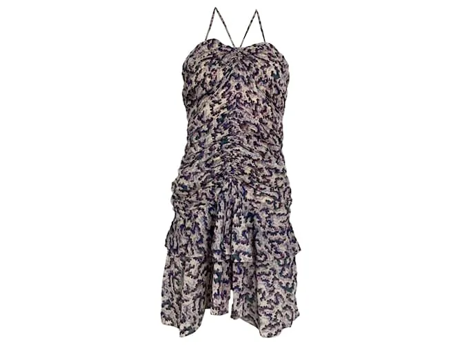 Abito mini arricciato Ilanka in cotone multicolore di Isabel Marant Étoile