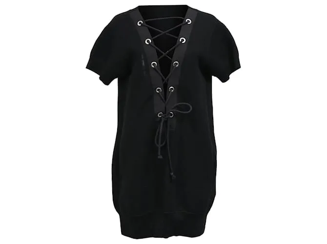 Abito Mini con Lacci Sacai in Cotone Nero