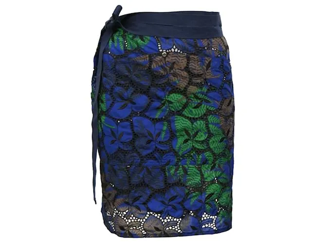 Gonna mini avvolgente stampata con foglie Sacai in poliestere multicolore