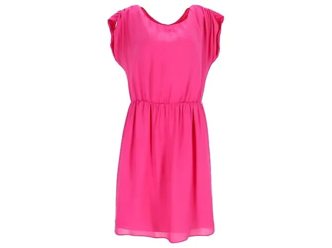 Abito mini a maniche arricciate in seta rosa di Michael Kors
