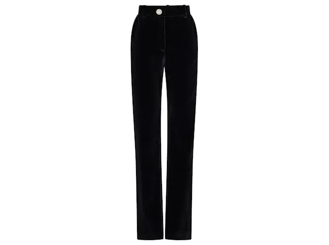 Paco Rabanne Pantaloni in velluto con dettaglio in cristallo Nero