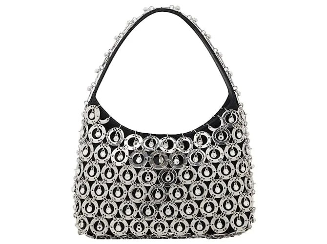 Paco Rabanne Borsa hobo con cristalli Argento Metallico