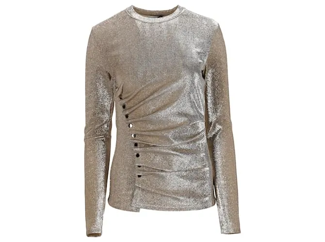 Paco Rabanne Top drappeggiato in lurex dorato Argento Metallico