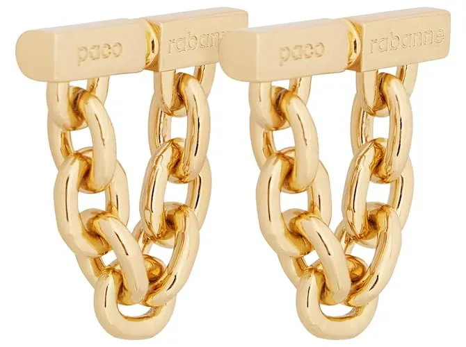 Paco Rabanne Orecchini a catena d'oro Metallico