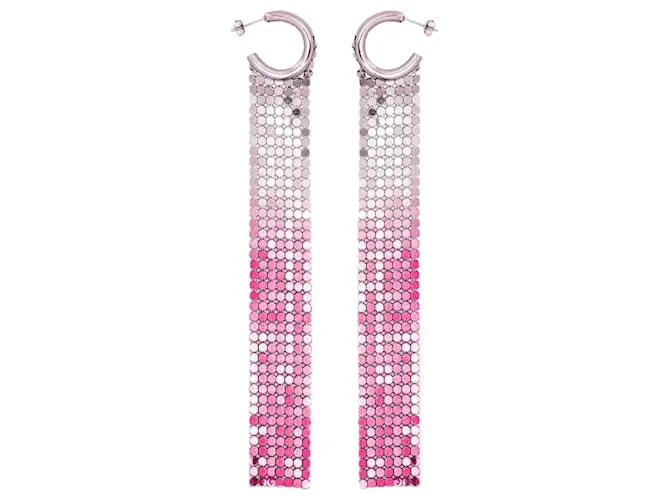 Paco Rabanne Orecchini lunghi in rete rosa