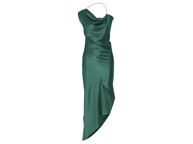 Autre Marque Abito asimmetrico in satin verde smeraldo Cushnie Et Ochs